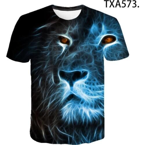 2020 New Summer Lion 3D T Shirts Casual Men Women Children Fashion Short Sleeve Boy girl Kids Printed Cartoon Tops Tee