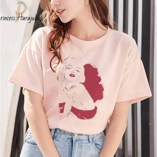 2020 New Marilyn Monroe Fun Vogue Printed Tshirt Spoof Personality Harajuku Funny Casual Aesthetic British Style T Shirt Tops