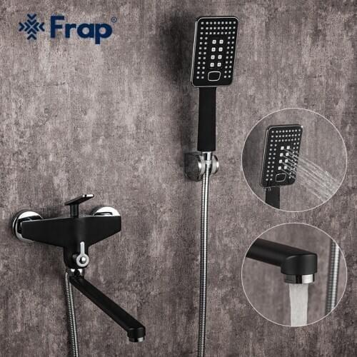 Frap New Black Shower Faucets Bathtub Faucet Long Nose Bathroom Faucet Bath Mixer Tap F2257
