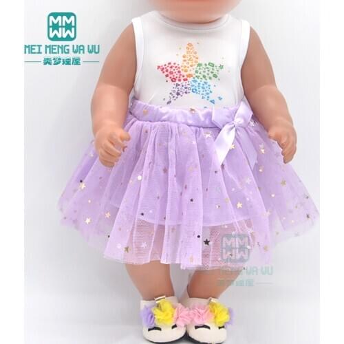 Doll clothes for 43cm baby toy new born doll and American doll fashion gauze skirt pink, red, purple