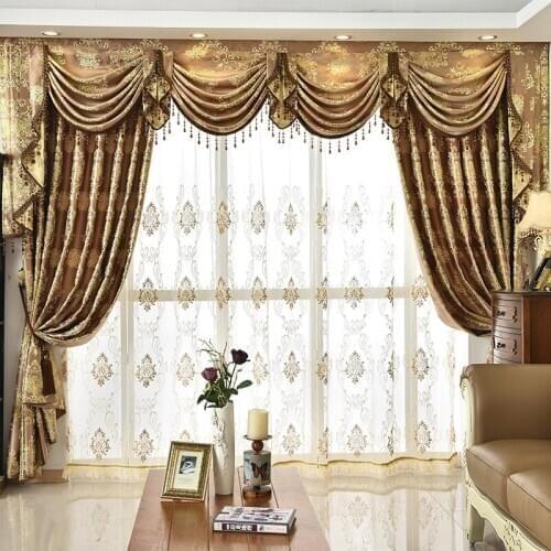 Bedroom Window Curtains for Living Dining Room High-grade Europe Type Shade valance Custom Wave Golden Customization