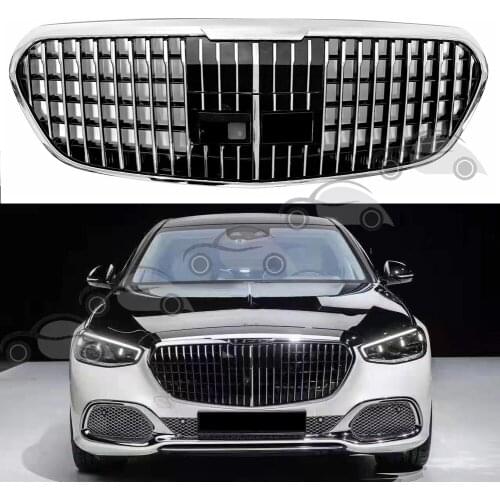 Front Racing Facelift Grille Upper Grill For Mercedes-Benz W223 S-Class 2021 2022 Maybach Style
