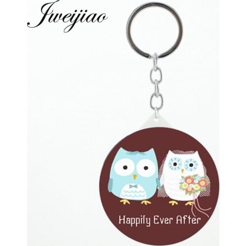 JWEIJIAO happily ever after lovers owls keyrings Portable mirror Health Tools moive Hand Mirror from China for Newlyweds HH411