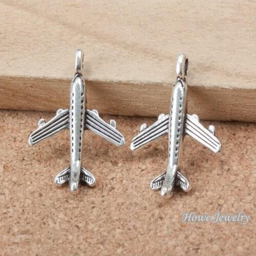 25 pcs aircraft Antique silver alloy Pendant european Style jewelry findings B289