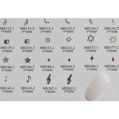 Approx. 1000pcs/bag Silver/Gold Star Moon Music Sign non-adhesive Soft Metal Sticker Nail Art Decoration