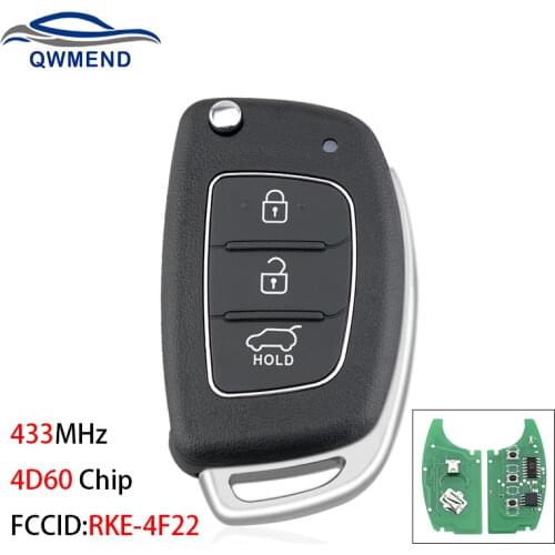 BHKEY for Hyundai Car Key RKE-4F22 433mhz Car Remote Key for Hyundai Tucson 2016 2017 2018 2019 2020 3 Buttons 4D60 Chip