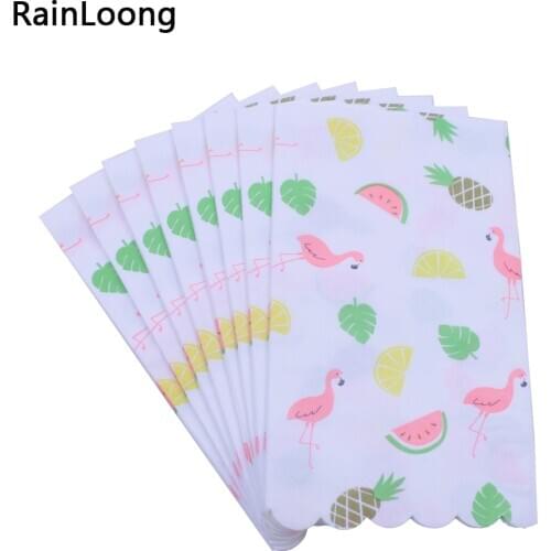 [RainLoong] 3Plys Foil Gold Beverage Napkin Flamingo Pineapple Watermelon Tissue Serviettes For Party Decoration 40*33cm