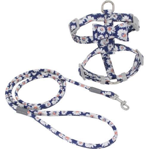 Adjustable Nylon Dog Harness Leash Set Pet Bowknot Harness Vest Walking Leash For Puppy French Bulldog Dogs Suppliesa