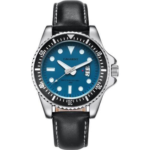 Luxury Brand Cagarny Role Quartz Watch Men Fashion Mens Watches Genuine Leather Watchband Date Sport Military Reloj Hombre New
