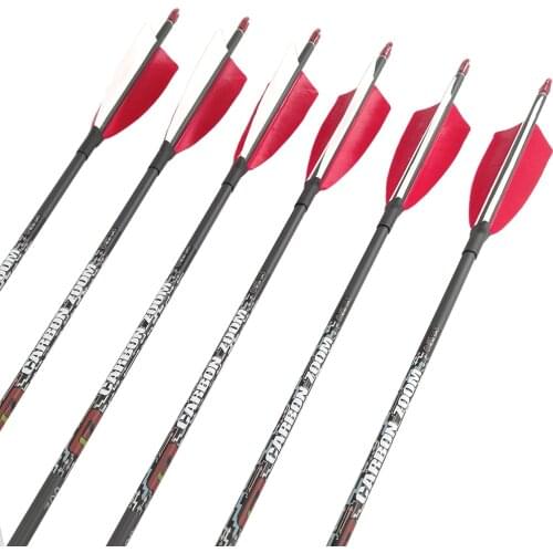 Archery Spine 400 500 600 700 800 900 1000 1100 Carbon Arrow Shafts Turkey Feather Recurve Bow Traditional Longbow Hunting
