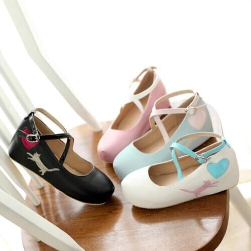 Japanese sweet lolita shoes kawaii girl tea party princess kawaii shoes college style thick bottom women shoes loli cosplay cos