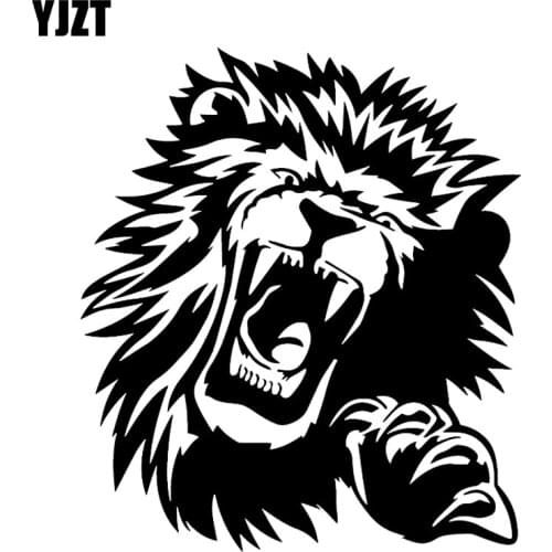 YJZT 16.4CM*18.6CM Roaring Lion Vinyl Decal Accessories Car Of Body Car Stickers Black/Silver C4-1066