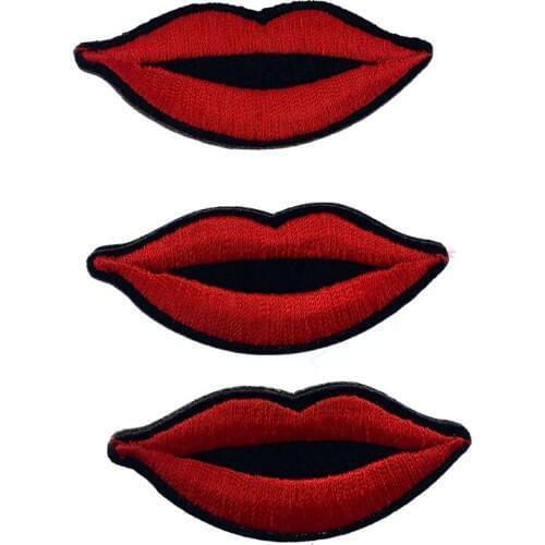 5pcs Red cute mouth patch embroidery Iron On lip patches for clothing stickers fabric sewing garments accessories