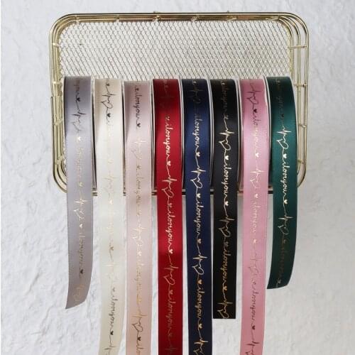 10 YARD I LOVE YOU Printed Polyester Silk Ribbon for Wedding Christmas Party Decorations DIY Craft Lace Card Gifts Wrapping