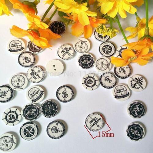 100pcs loose natural wooden buttons colors mix decorative buttons for craft sewing scrapbooking accessories 15mm botones