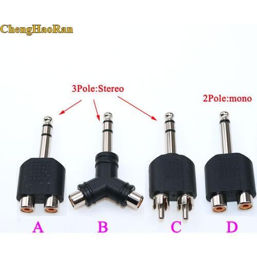2/3 pole Mono/Stereo Jack 6.35mm to 2xRCA Jack Audio Converter Double Male/Female RCA to 6.5mm Male Plug Nickel Plated Connector