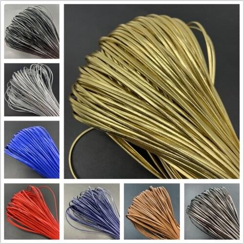 5yards/Lot 3mm Colorful PU Leather Cord Rope Flat Rope For Jewelry Making Fit Shamballa Bracelet Necklace