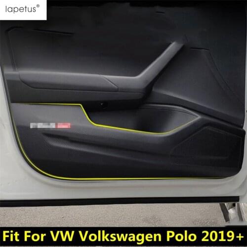 Accessories For VW Volkswagen Polo 2019 - 2021 Car Door Anti Kick Pad Side Edge Film Protector Decor Carbon Fiber Sticker Cover