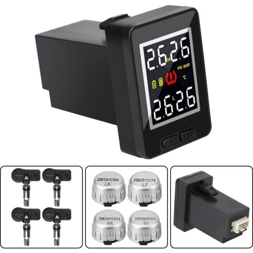 Car TPMS Temperature Real-time Waterproof Monitoring Tire Pressure Monitor System Save Fuel 4Pcs External Internal Sensor