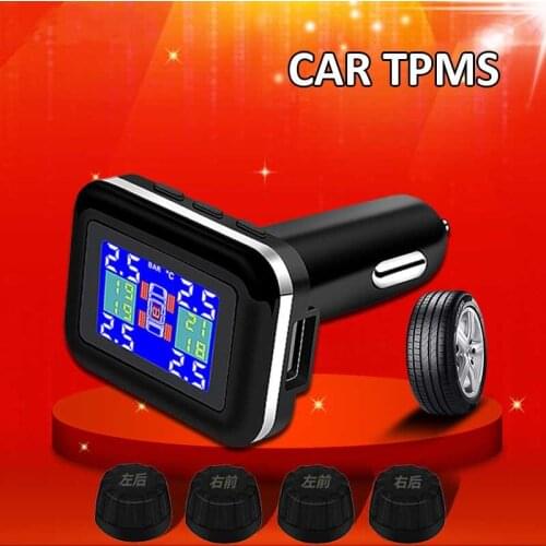 Car TPMS Cigarette Lighter Digital TPMS Car Tire Pressure Alarm System Security Alarm Systems Tire Pressure