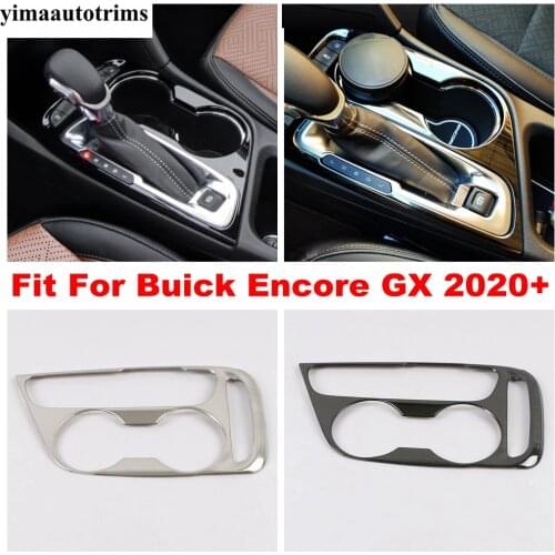 Car Gear Box Panel Water Cup Holder Frame Decor Cover Trim Stainless Steel Accessories Interior For Buick Encore GX 2020 2021