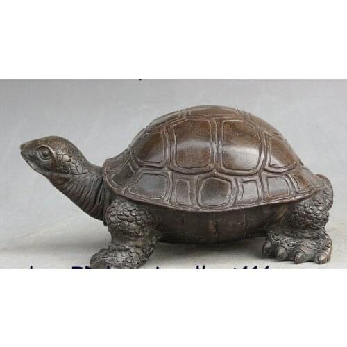 Free shipping Folk China Fengshui Bronze Turtle Tortoise Laobie Longevity Lucky Mascot Statue