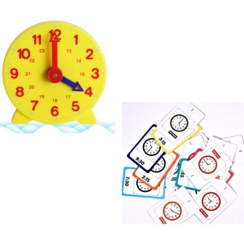 Free Shipping Montessori Student Learning Clock Time Teacher Gear Clock 4 Inch 12/24 Hour Telling Time Flash Card