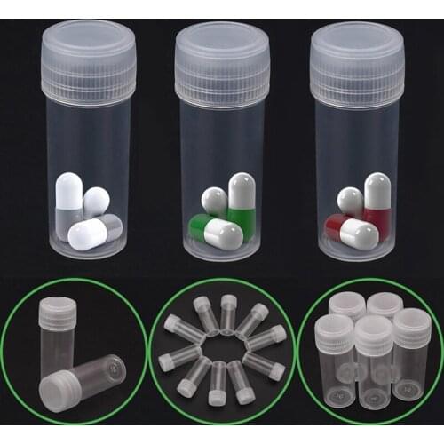 20Pcs 5ml Plastic Bottle Sample Jar 5g Small Barrel Vials Medicine Pill Liquid Powder Capsule Storage Container Packing Bottles