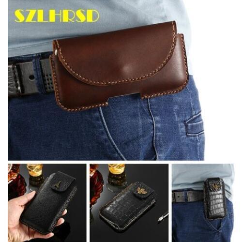 Genuine Leather Phone Pouch Belt Clip Bag for Blackview BV9600 Plus Case with Pen Holder Waist Bag Outdoor Sport Phone Cover