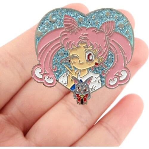 DZ1419 Moon Girl Anime Figures Creativity Hard Enamel Pin Badge Backpack Collar Lapel Jewelry Friends Birthday Gifts