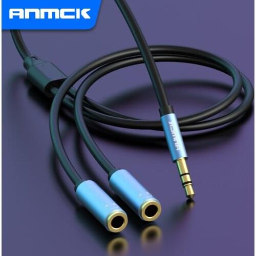 Anmck Headphone Splitter Cable 3.5mm Audio Cables Splitter Extension Cable 3.5mm Male to 2 Port 3.5mm Female AUX 3.5 Jack Cable