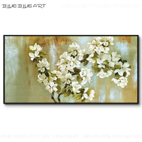 Artist Hand-painted Impressionist Flowers Blossoming Almond Oil Painting on Canvas Beauty Flower Blossoming Almond Oil Painting