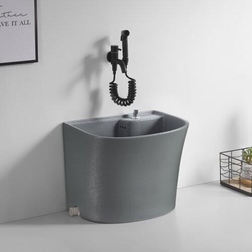 Ceramic mop pool Nordic grey household balcony large and small mop basin toilet mop pool slot