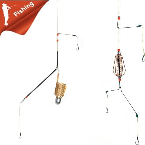 Fishing Lure Cage With Line Hooks 20G-80G Length 47CM Fish Bait Feeder Basket Holder Fishing Accessories