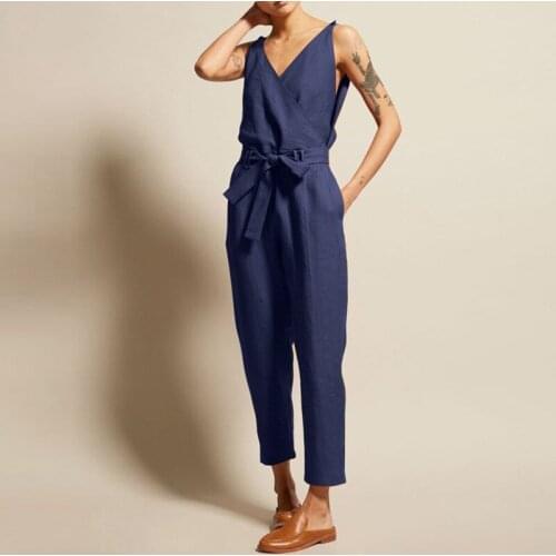 Sleeveless Tie Jumpsuit
