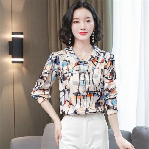 Korean Fashion Silk Women Blouses Office Lady Shirt and Blouse Satin Womens Tops and Blouses Plus Size XXXL Women Tops