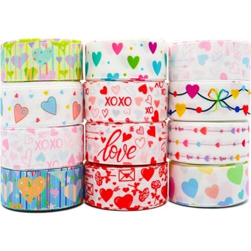 50 Yards 1'' 25MM Valentines Day Printed Grosgrain Ribbons For Hair Bows DIY Handmade Materials Y2020111601