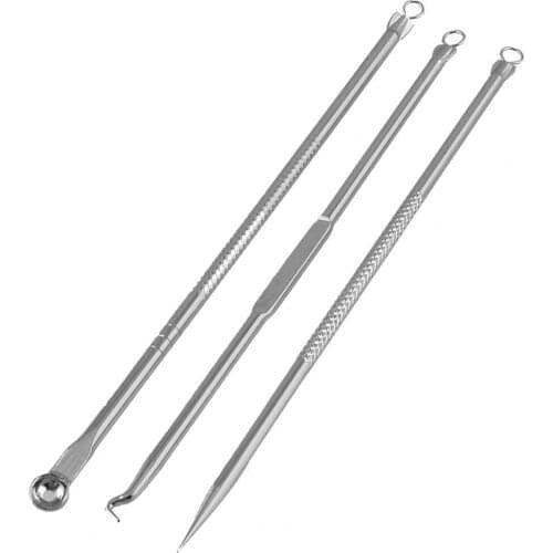 3Pcs/Set Blackhead Needle Reusable Face Cleaning Stainless Steel Acne Removing Extractor Tools for Unisex