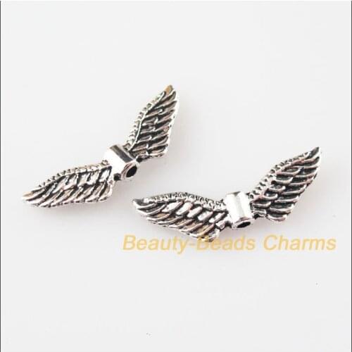 Fashion 30Pcs Tibetan Silver Animal Wings Spacer Beads Charms 8x24mm