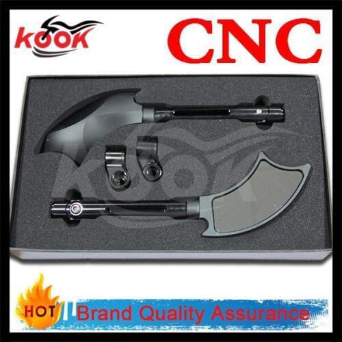 Top quality 2X Motorcycle Tomahawk Axe Style Side Mirror black color Universal CNC Rearview