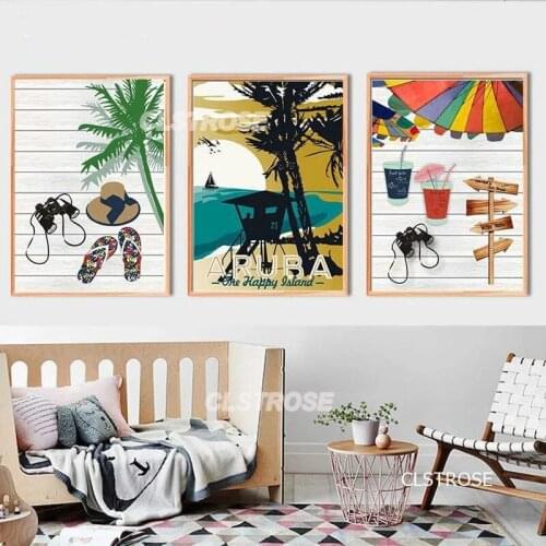 Cartoon Famous City Landscape Travel Canvas Painting Abstract City Landscape and Name Poster City Prints Wall Home Decoration