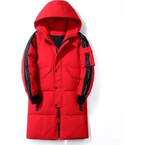 2020 Winter Men White Duck Down Jacket Fashion Hooded Long Coat Windproof Thick Warm Clothing Parka