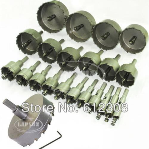 23pc 16mm-50mm-100mm Full size TCT T.C.T Hole Saw Steel Carbide Tip Drill Bit Set Kit Cutter for Metal Wood Plastic Alloy Tile