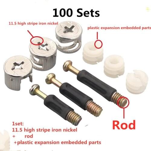Furniture Connecting Screw Set, 6mm Male Thread 32mm / 35mm / 40mm Length, 100 Sets