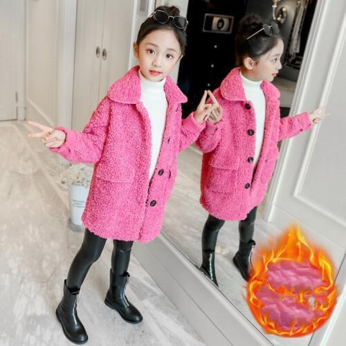 2020 new coat winter warm quilted wool sweater childrens clothing woolen coat foreign fashion lambs wool middle-aged childrens