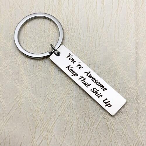 Oeinin Simple Keychain Man Keep That Shi Up Key Holder Bags Unisex Letter Color Alloy Key Chain Pendant Accessories Porte Clef
