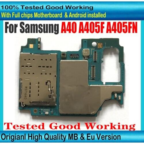 100% Original Motherboard For Samsung Galaxy A40 A405F A405FN/DS SM-A405F A405FM/DS 64GB Good Imei Testing Good Andorid Unlokced