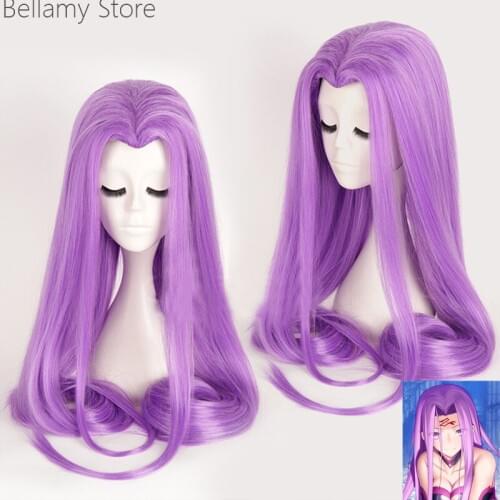 Fate stay night Rider Servant Medusa Cosplay Costumes Hair Wigs+Wig Cap