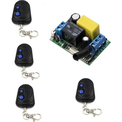AC 220V 1CH 1CH 10A Wireless Relay Remote Control Switch Relay Receiver+ 4 X Remote Transmitter For Home Living Room Lights Lamp