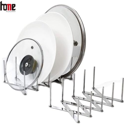 Kitchen Dish Plate Pot Lid Organizer Holder Adjustable Length Steel Chopping Board Stand Countertop Drain Storage Shelf Tools